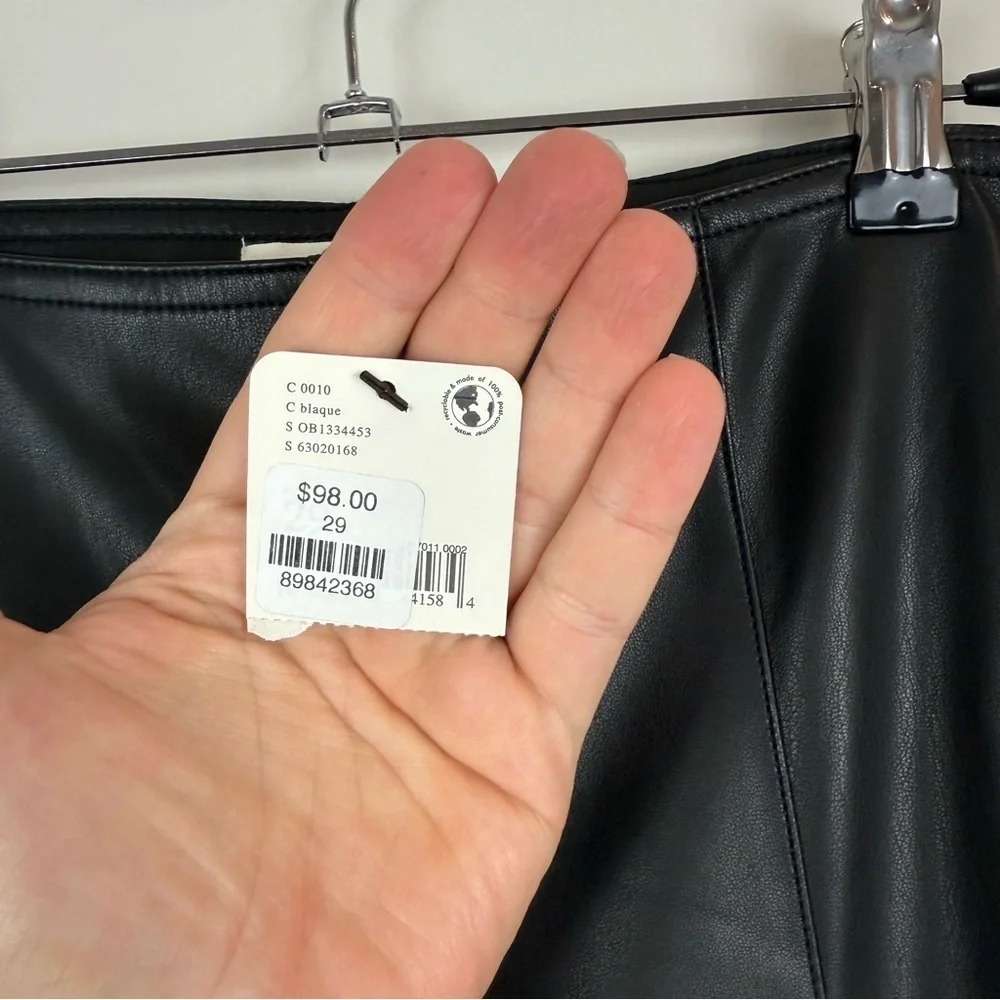 NWT Free People Spitfire Faux Leather Black Pants Sz 29